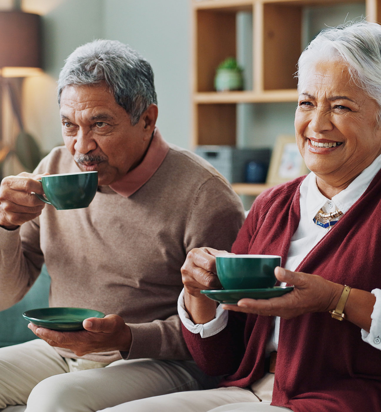 Residents enjoying time together in a warm, welcoming setting